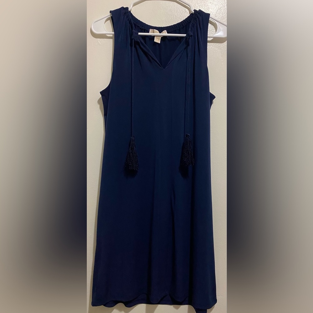 Michael Kors mini dress sleeveless Split or tie neck polyester & elastane Blue S